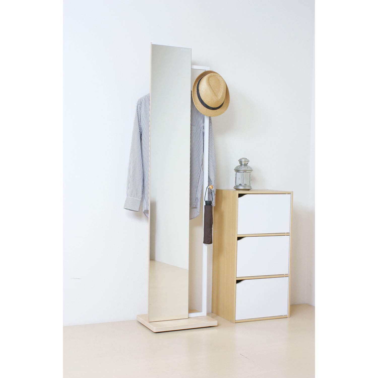 Amazon.co.jp: koeki ハンガー付ミラー ナチュラル HM400(NA) W400